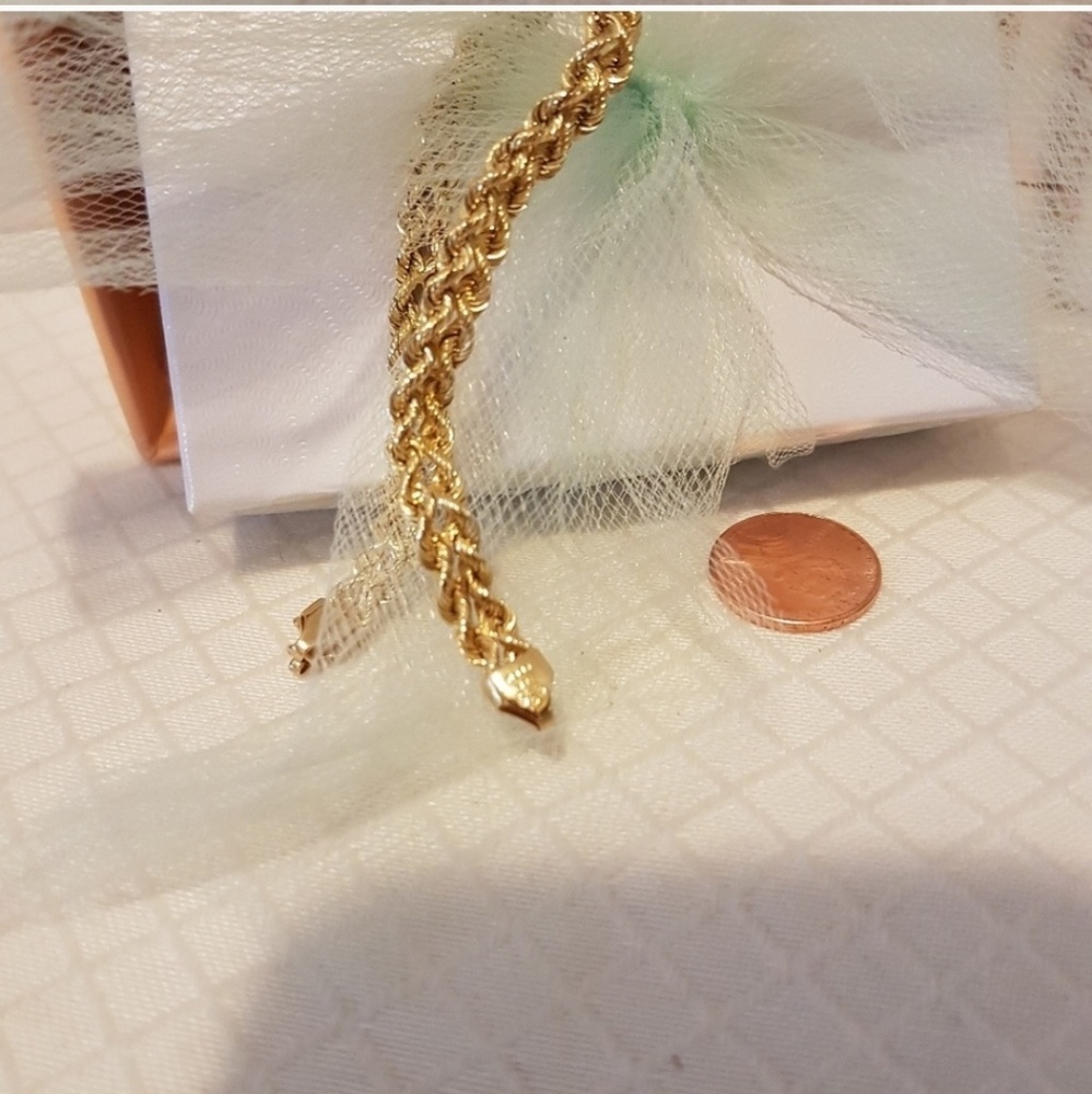 14K Peruvian Gold Double Chain Bracelet - Picture 3 of 4